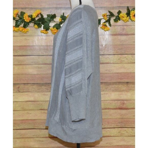 A Love Story Gray Womens Studded 3/4 Dolman Sleeve Pullover Sweater Plus Size 2X - Picture 5 of 8